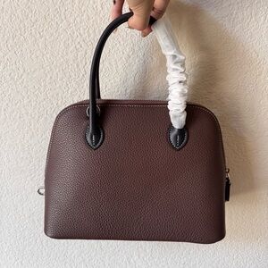 LEATHER INSIDE & OUT | Taupe Brown Colorblock 25 Bowling Colorblock Bag S17